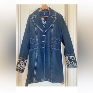 Vintage Denim Western Embroidered Retro Jacket Size XL Rare